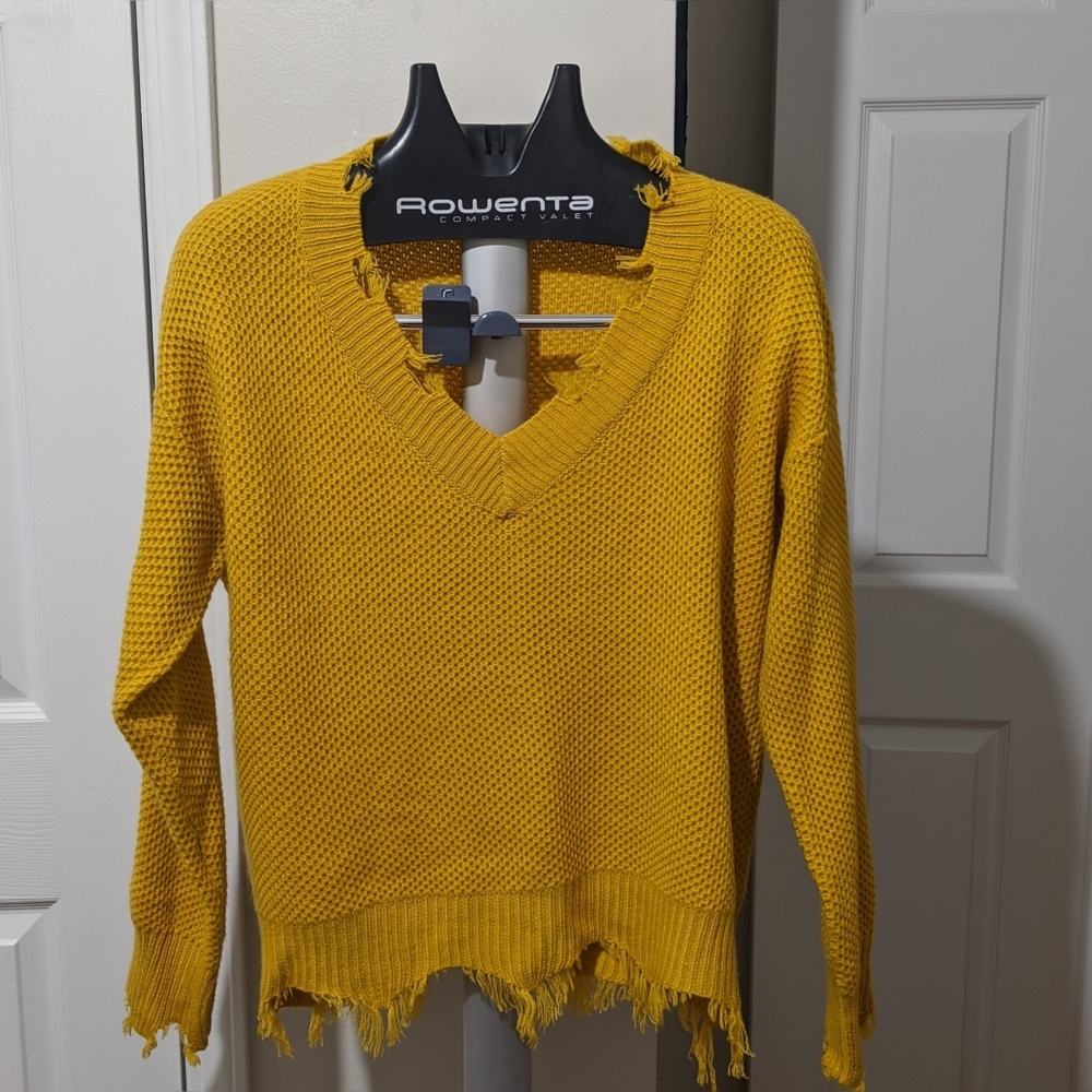 Distressed Mustard Sweater